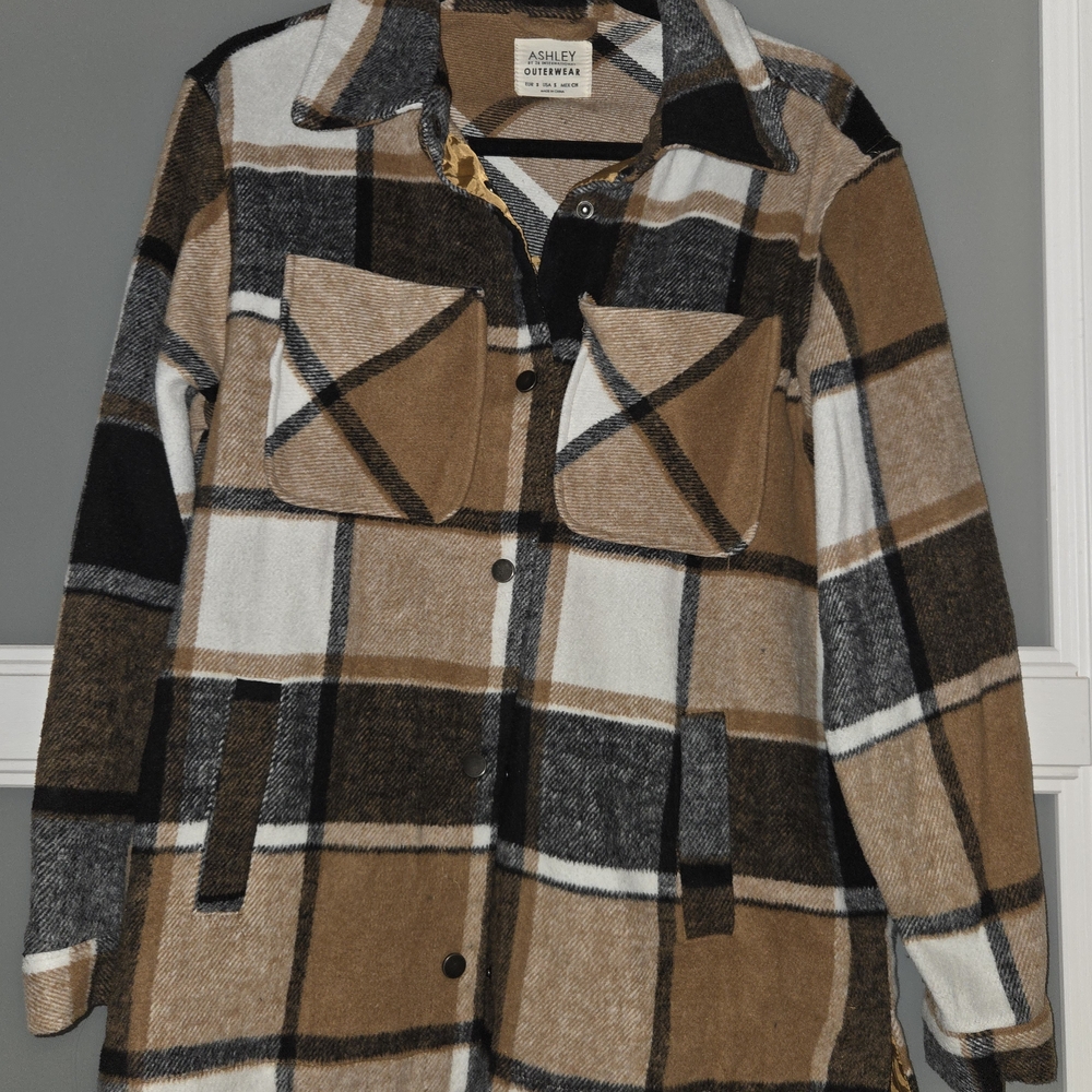 Ashley By 26 International Plaid Jacket - Black, Brown, White